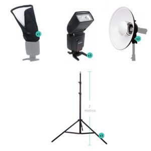 Kit de iluminação para fotografia odontológica e facial (beauty dish)
